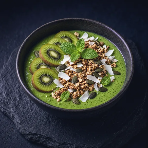 Green smoothie bowl with kiwi