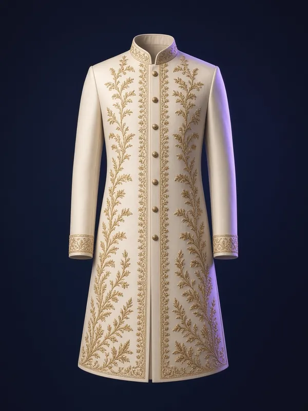 Cream embroidered sherwani